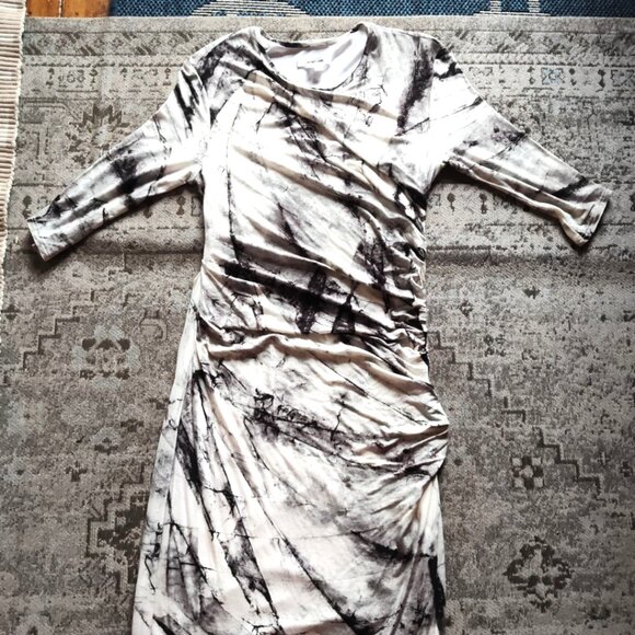 Helmut Lang Nova Marble Print Viscose Jersey Sexy Dress Sz S Or XS Made In USA - Picture 1 of 12